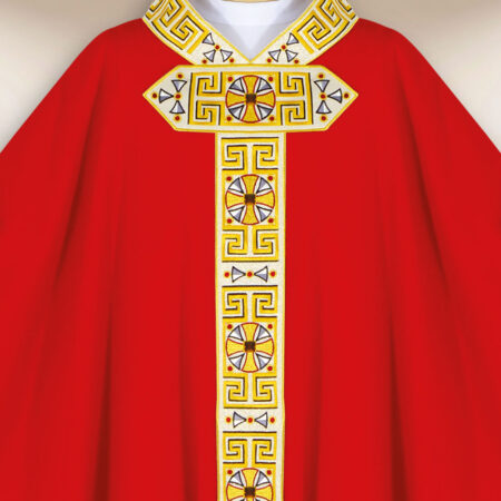 Chasuble liturgique brodée rouge