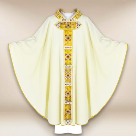 Chasuble liturgique brodée ecru