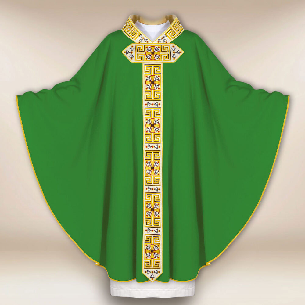 Chasuble liturgique brodée verte