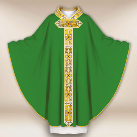Chasuble liturgique brodée verte