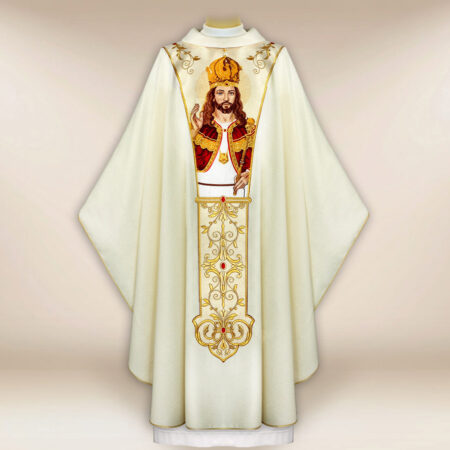 Chasuble liturgique avec Jésus Christ Roi