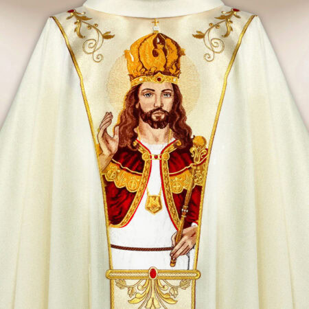 Chasuble liturgique avec Jésus Christ Roi