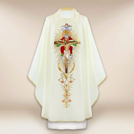 Chasuble brodée ecru Sainte Trinité