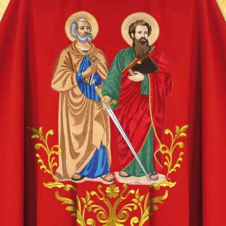Chasuble brodée rouge Saint Pierre et Saint Paul