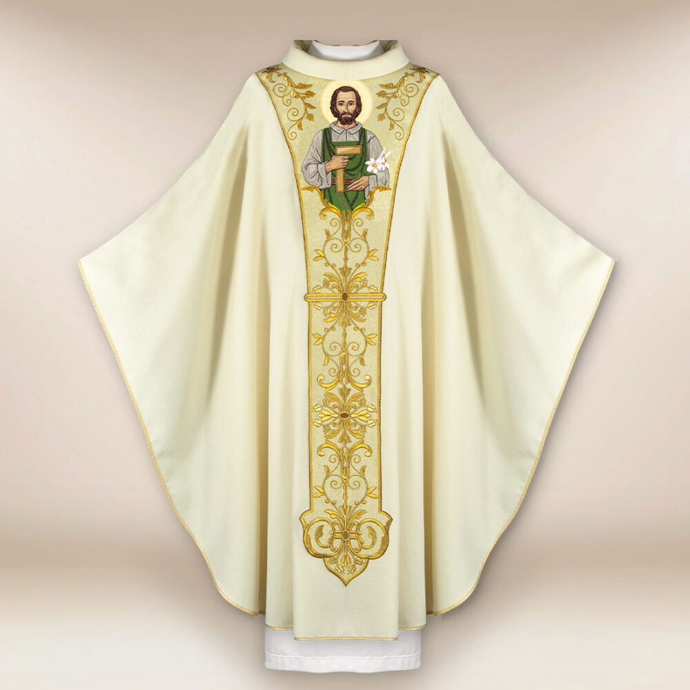 Chasuble exclusive brodée avec l'image de Saint Joseph