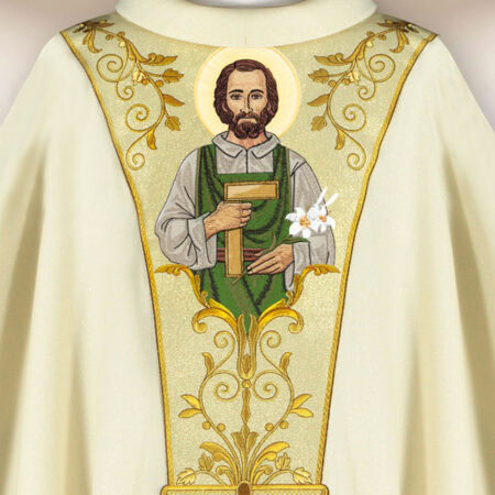 Chasuble exclusive brodée avec l'image de Saint Joseph