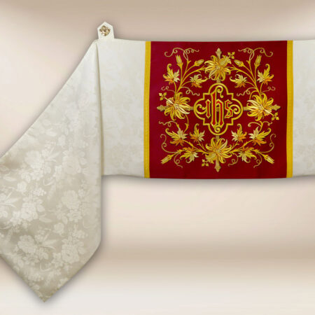 Voile brodé huméral écru avec IHS