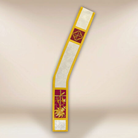 Étole diaconale brodée ecru bordée
