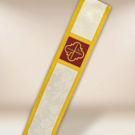 Étole diaconale brodée ecru bordée