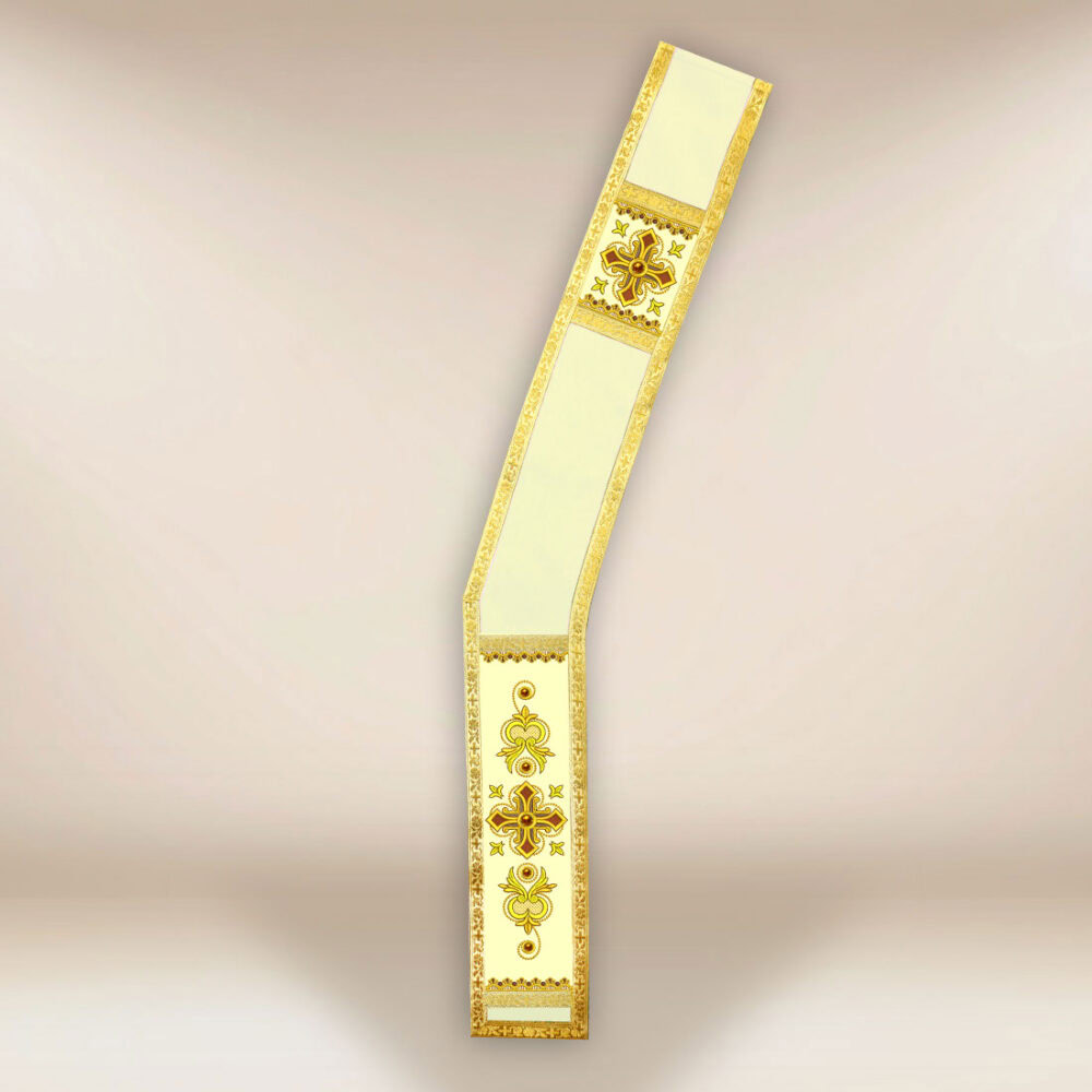 Étole brodée diaconale écrue avec croix