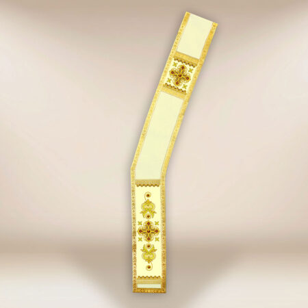 Étole brodée diaconale écrue avec croix