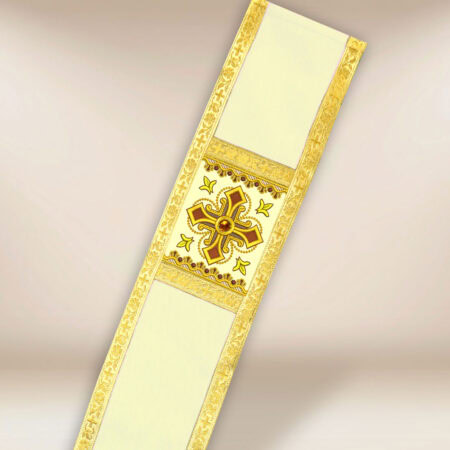 Étole brodée diaconale écrue avec croix