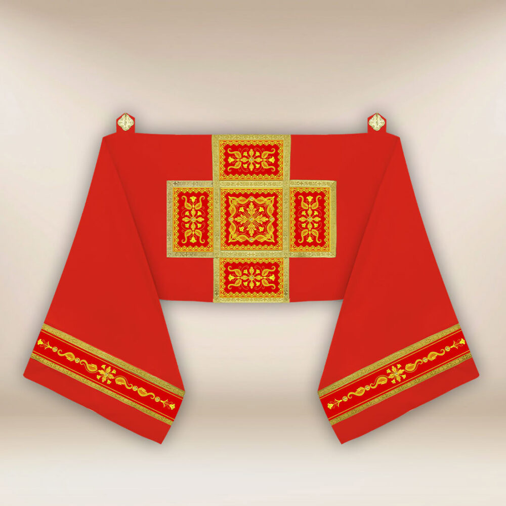 Voile huméral liturgique rouge brodé Voile huméral liturgique rouge brodé