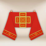 Voile huméral liturgique rouge brodé