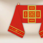 Voile huméral liturgique rouge brodé