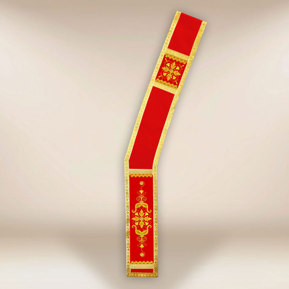 Étole diaconale rouge brodée