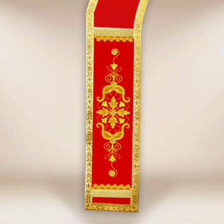 Étole diaconale rouge brodée