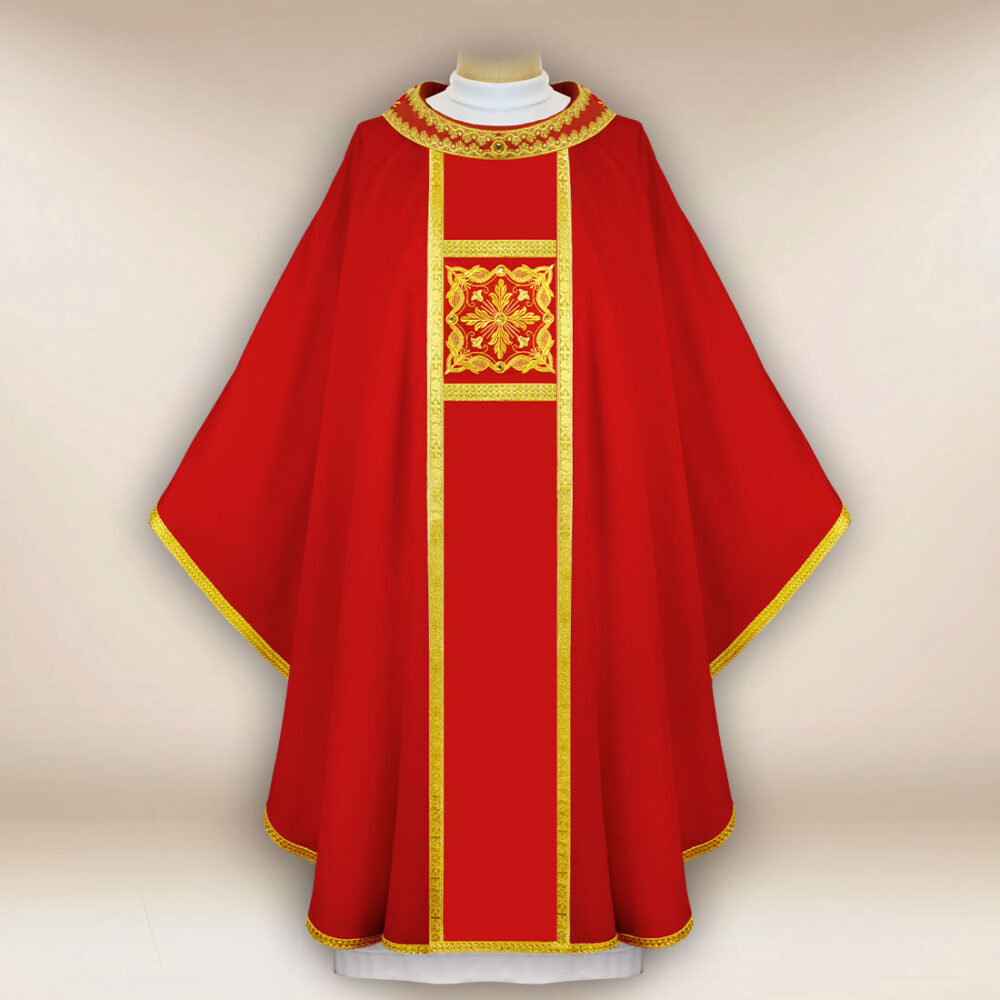 Chasuble brodée rouge élégante