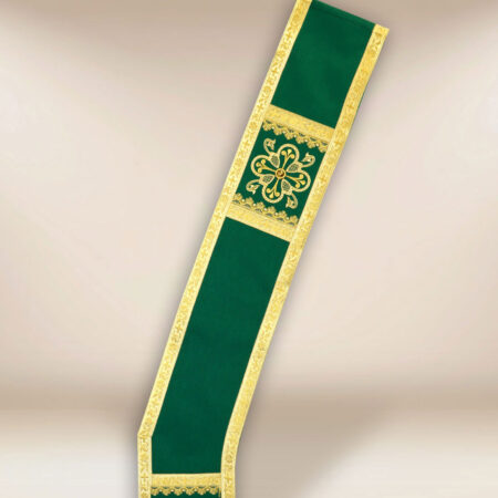 Étole diaconale verte brodée