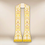 Étole romaine liturgique brodée écrue