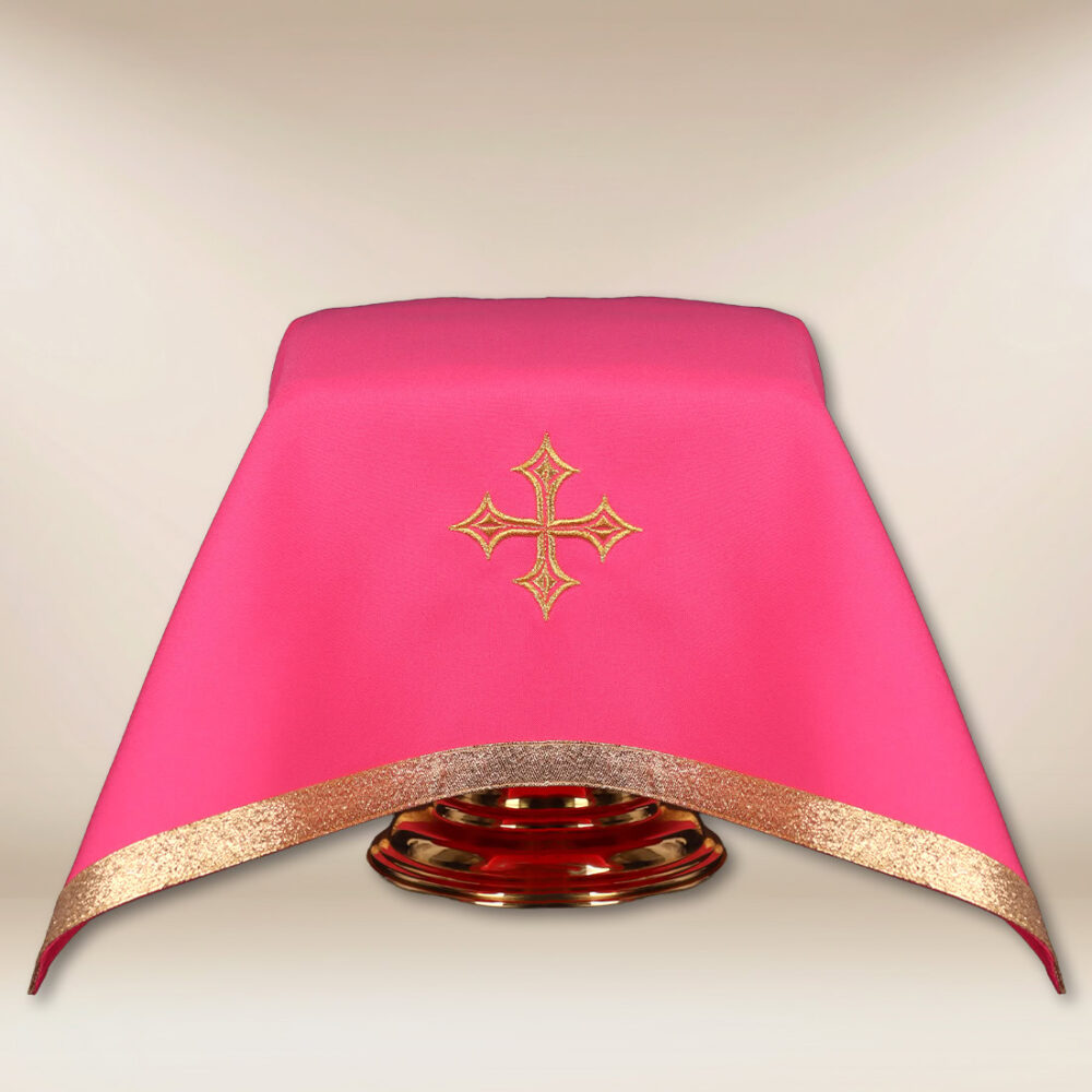Voile de calice liturgique rose 45×45cm