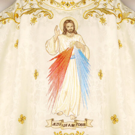 Chasuble liturgique brodée Jésus Miséricordieux