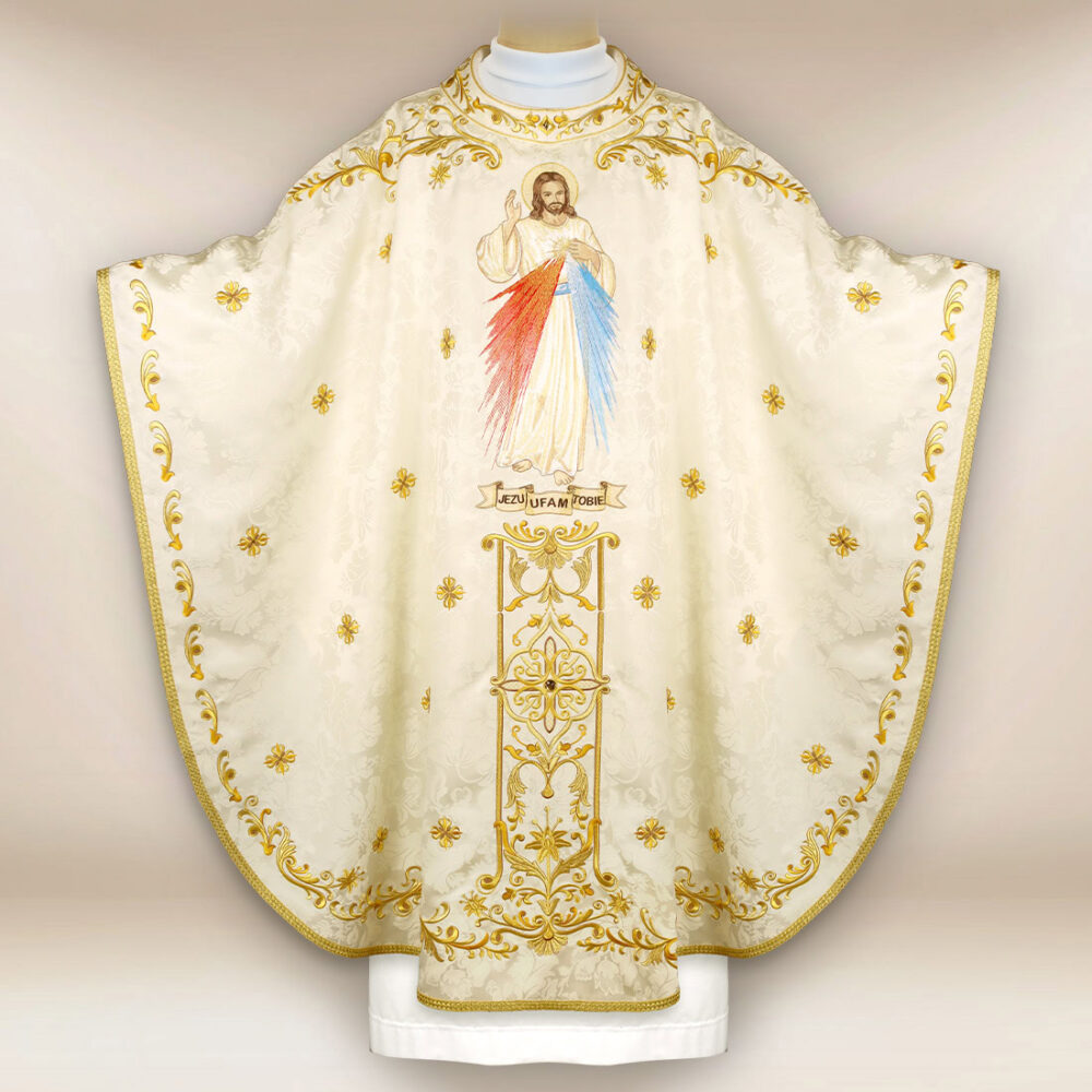 Chasuble liturgique brodée Jésus Miséricordieux