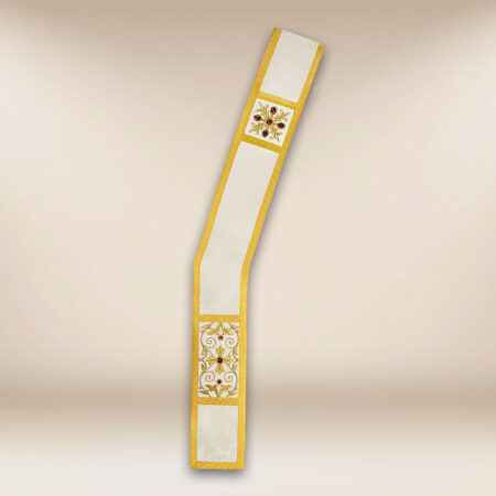 Étole diaconale brodée écrue