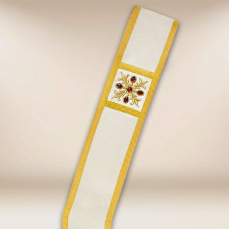 Étole diaconale brodée écrue