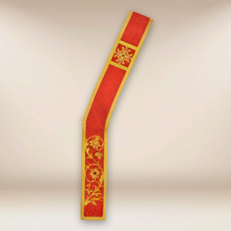 Étole diaconale brodée rouge
