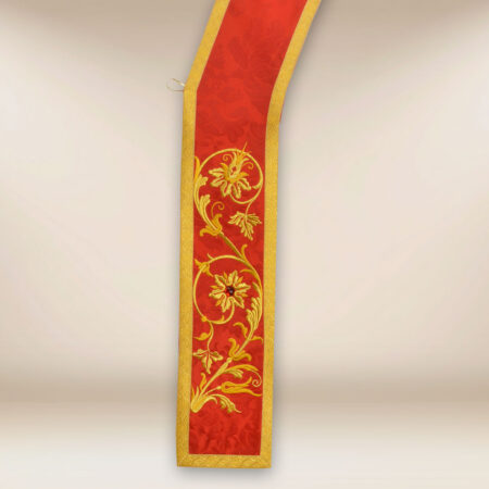 Étole diaconale brodée rouge