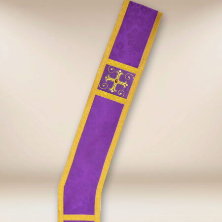 Étole diaconale brodée violette