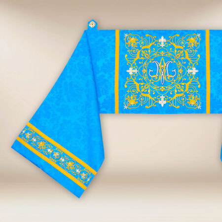 Voile huméral brodé de style marial bleu