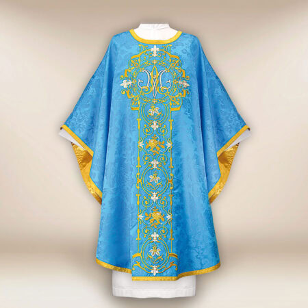 Chasuble mariale brodée bleue