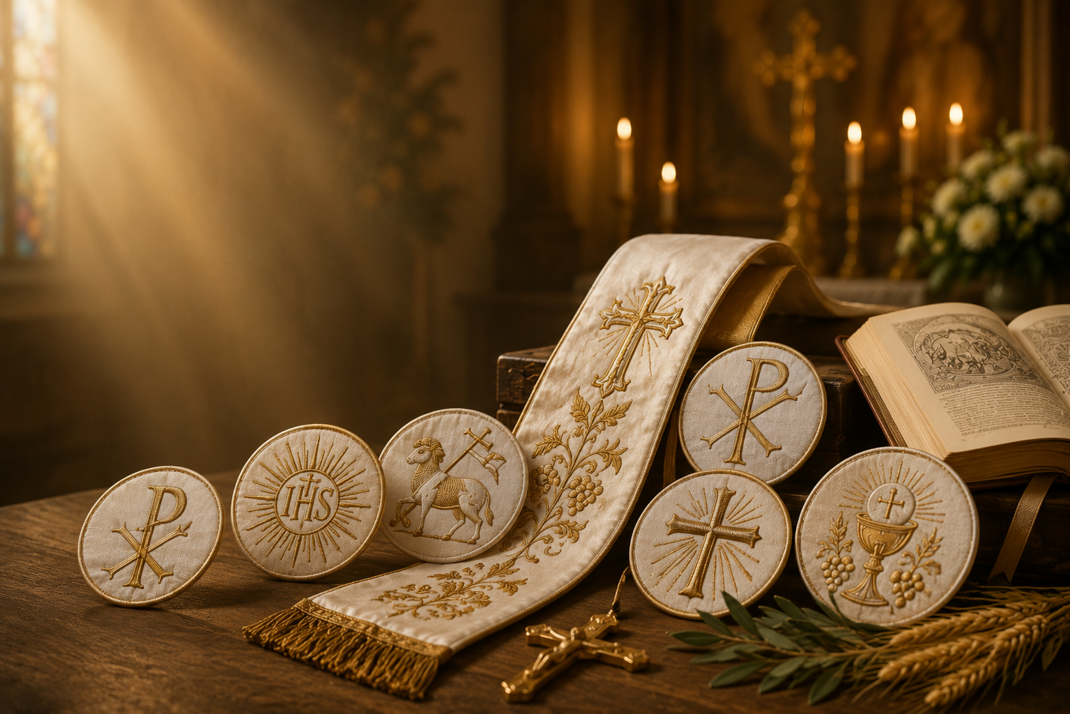 Signification des symboles brodés sur les vêtements liturgiques