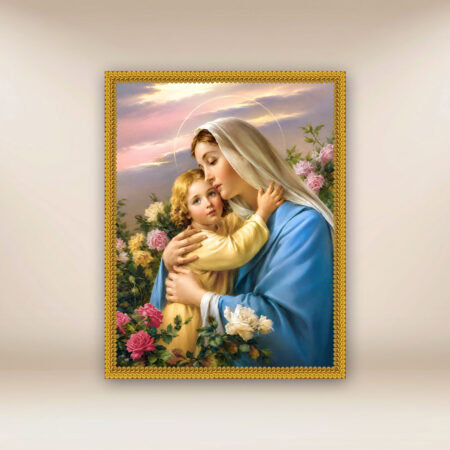Image religieuse sur tissu de la Vierge Marie