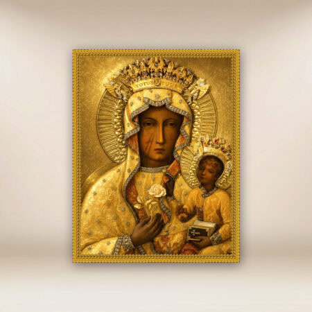 Image religieuse sur tissu Notre-Dame Reine de Pologne