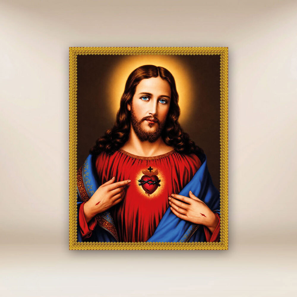 Image religieuse sur tissu Sacré-Cœur de Jésus