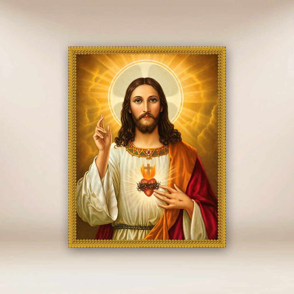 Image religieuse sur tissu Cœur de Jésus