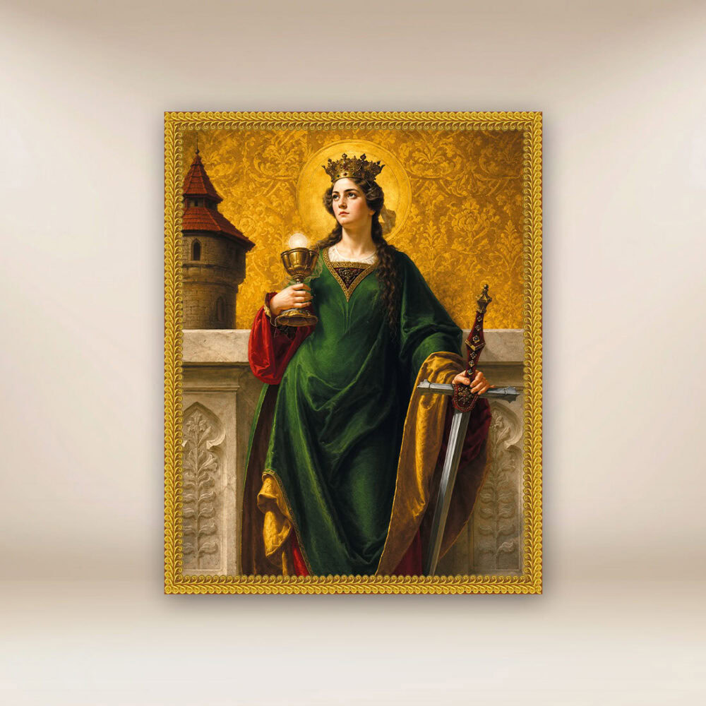 Image religieuse sur tissu Saint Barbara