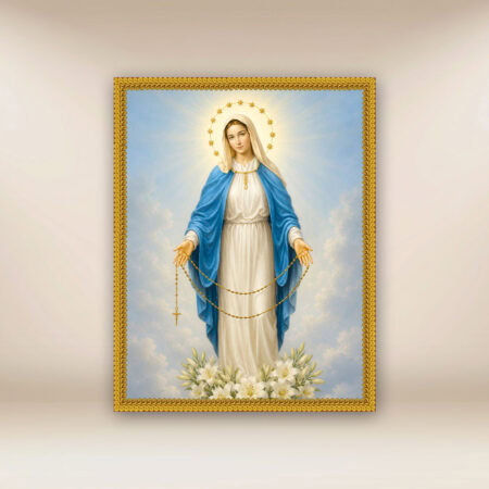 Image religieuse sur tissu Notre-Dame du Rosaire