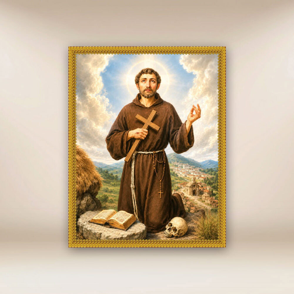 Image religieuse sur tissu Saint François