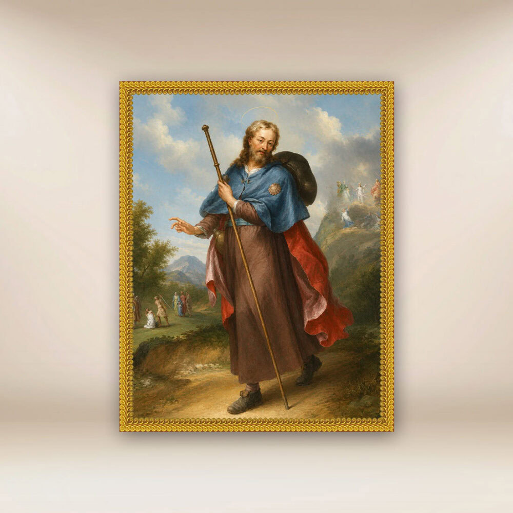 Image religieuse sur tissu de Saint Jacques