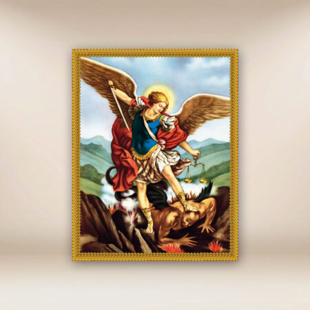 Image religieuse sur tissu Saint Michel Archange