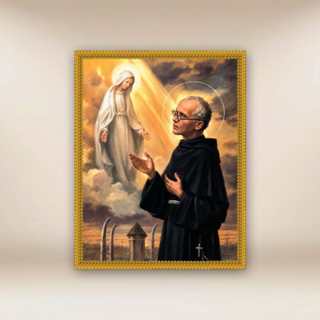 Image religieuse sur tissu de Saint MM Kolbe