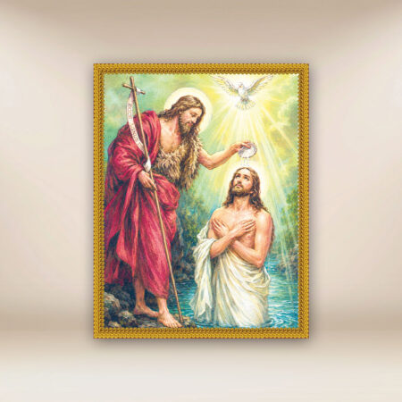 Image religieuse sur tissu de Saint Jean Baptiste