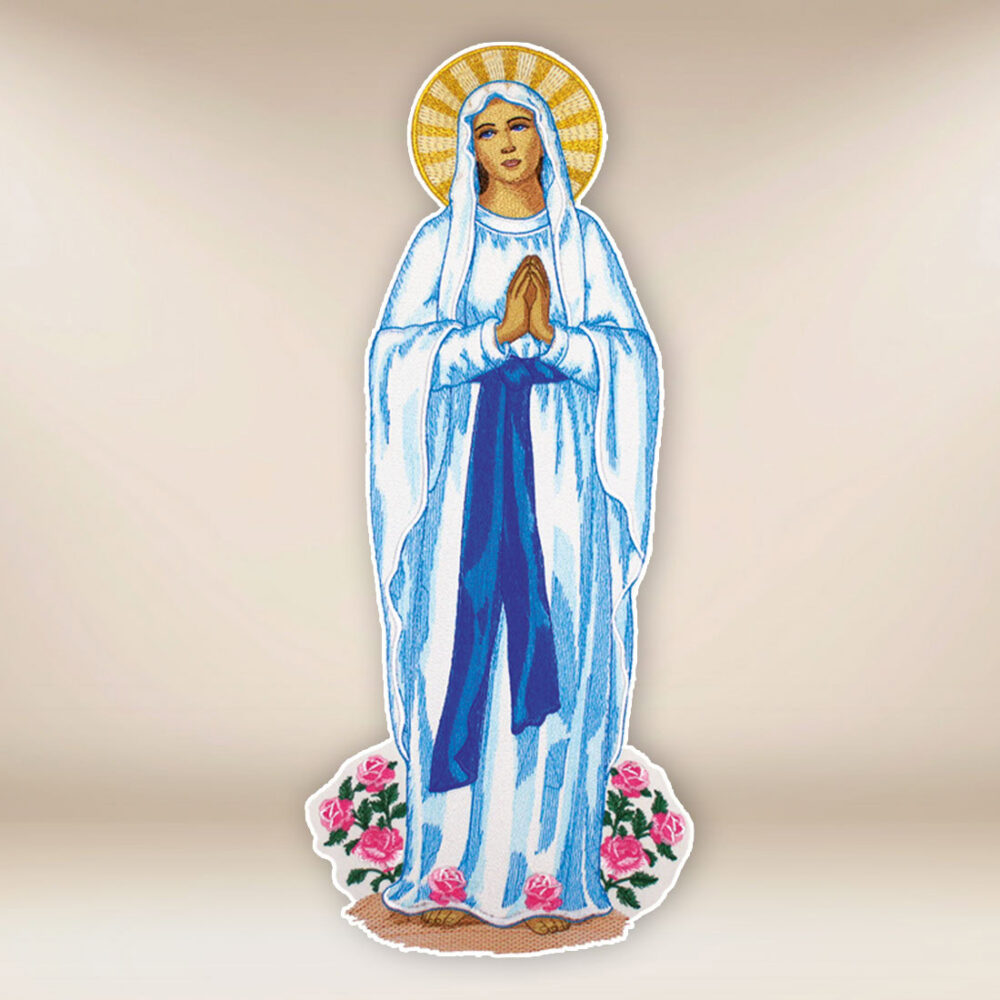 Application brodée de la Mère de Dieu de Lourdes
