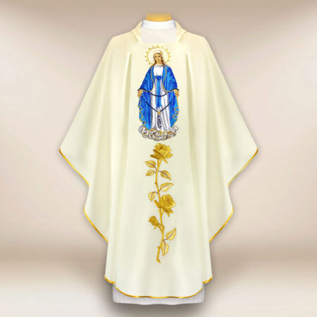 Chasuble brodée Mère de Dieu du Rosaire