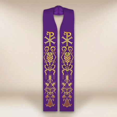Étole liturgique brodée violette avec le syNotre-Dameole PX