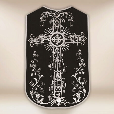 Chasuble romaine réplique noire IHS
